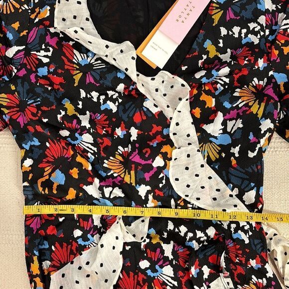 Tanya Taylor Bianka Combo Silk Wrap Dress Size 4 New with Tags - Picture 13 of 14